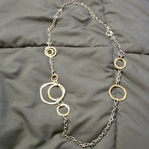 Long silver with gold necklace